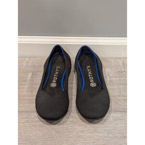 Rothys Womens Size 9 The Flat Black Blue Ballet Flats Round Toe Shoes Comfort